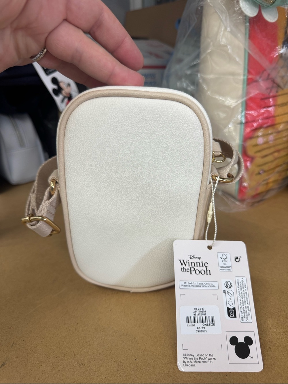 Disney Primark Winnie the Pooh Cream Crossbody with Multicolor Character Print - Picture 4 of 5